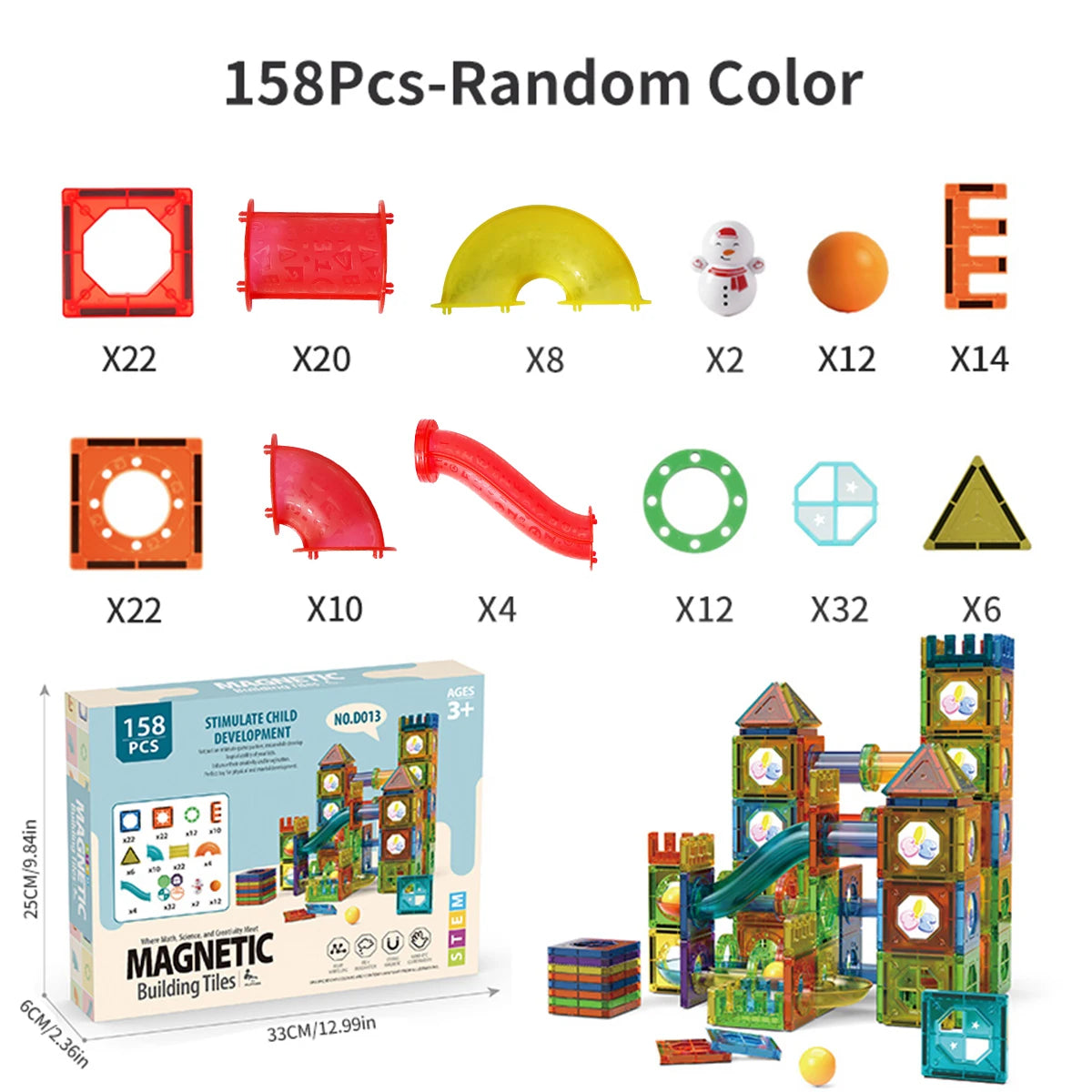 Blocs de construction de carreaux magnétiques légers pour enfants, jouets de construction de tige éducatifs transparents 3D, blocs de course en marbre magnétiques, jouets pour enfants