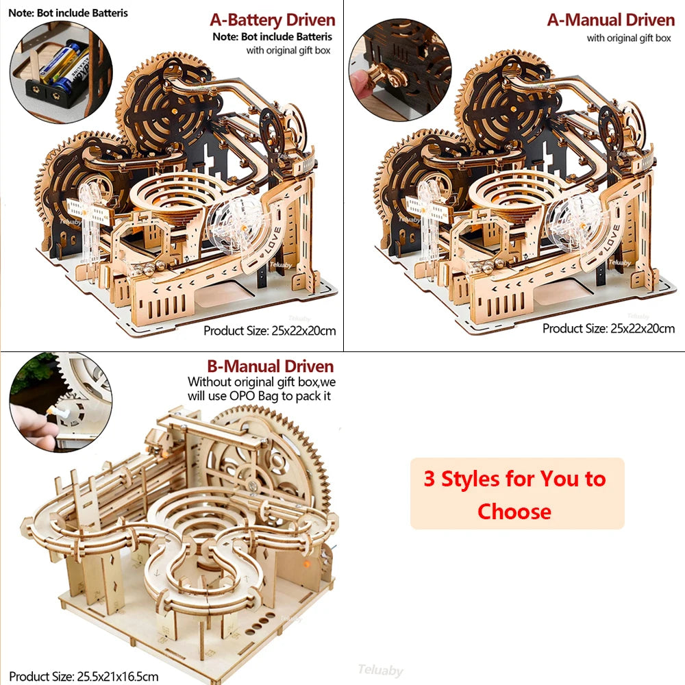 Puzzle 3D en bois, ensemble de course sur marbre, Kit de modèle de construction à assembler soi-même, moteur à vapeur, jouets éducatifs pour adultes et enfants, cadeaux d'anniversaire