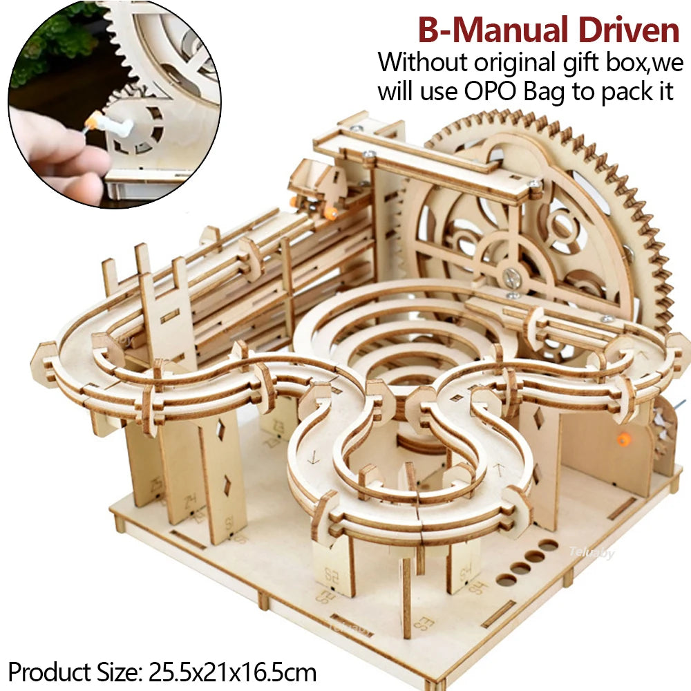 Puzzle 3D en bois, ensemble de course sur marbre, Kit de modèle de construction à assembler soi-même, moteur à vapeur, jouets éducatifs pour adultes et enfants, cadeaux d'anniversaire