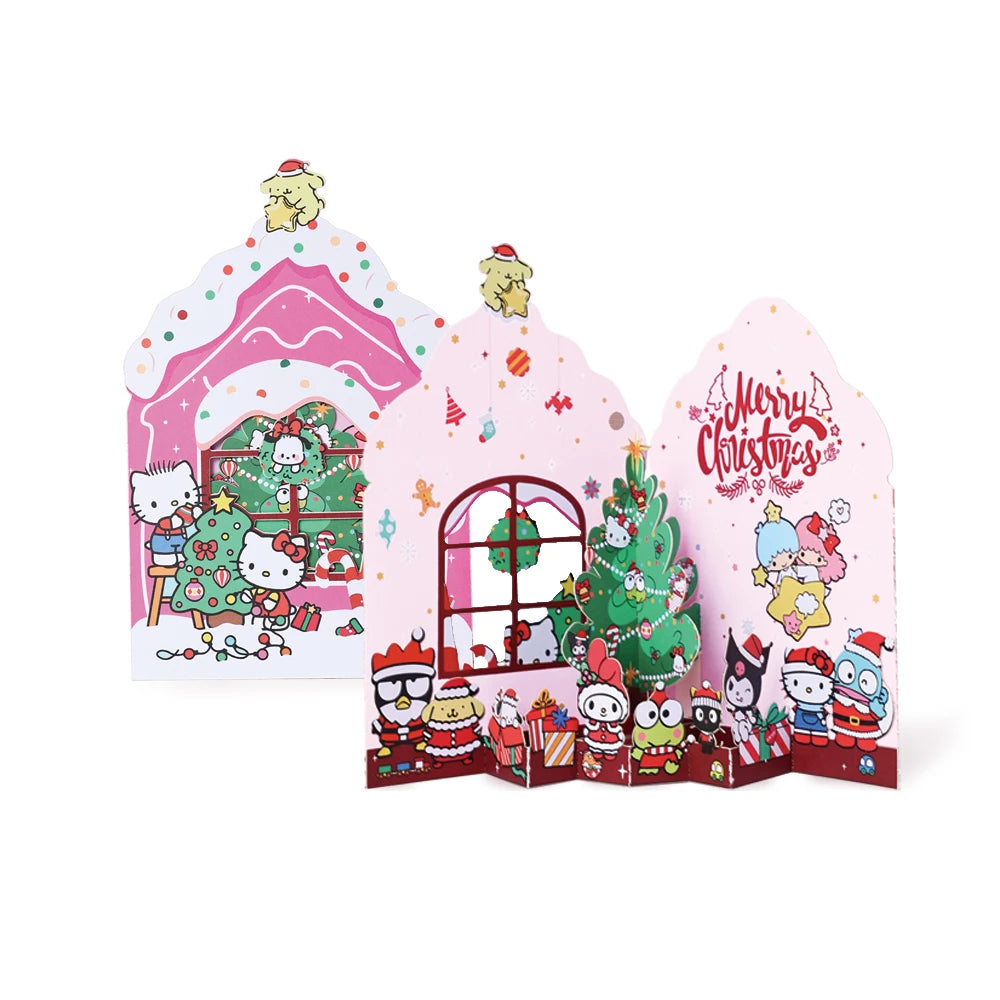 Carte de vœux de noël Mickey, carte 3D créative à Double porte, carte postale cadeau de noël avec enveloppe, fête de noël Donald Duck