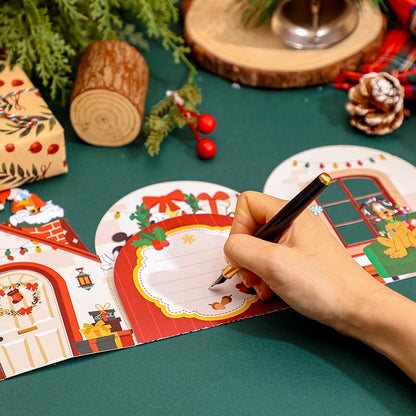 Carte de vœux de noël Mickey, carte 3D créative à Double porte, carte postale cadeau de noël avec enveloppe, fête de noël Donald Duck