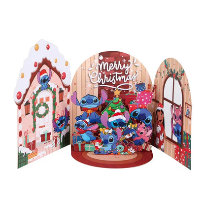 Carte de vœux de noël Mickey, carte 3D créative à Double porte, carte postale cadeau de noël avec enveloppe, fête de noël Donald Duck