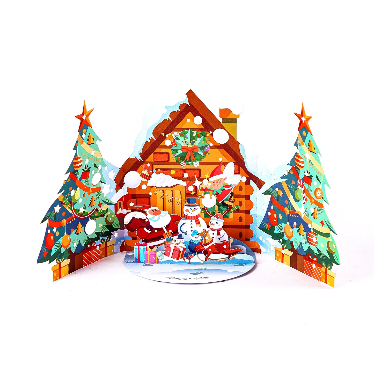 Carte de vœux de noël Mickey, carte 3D créative à Double porte, carte postale cadeau de noël avec enveloppe, fête de noël Donald Duck