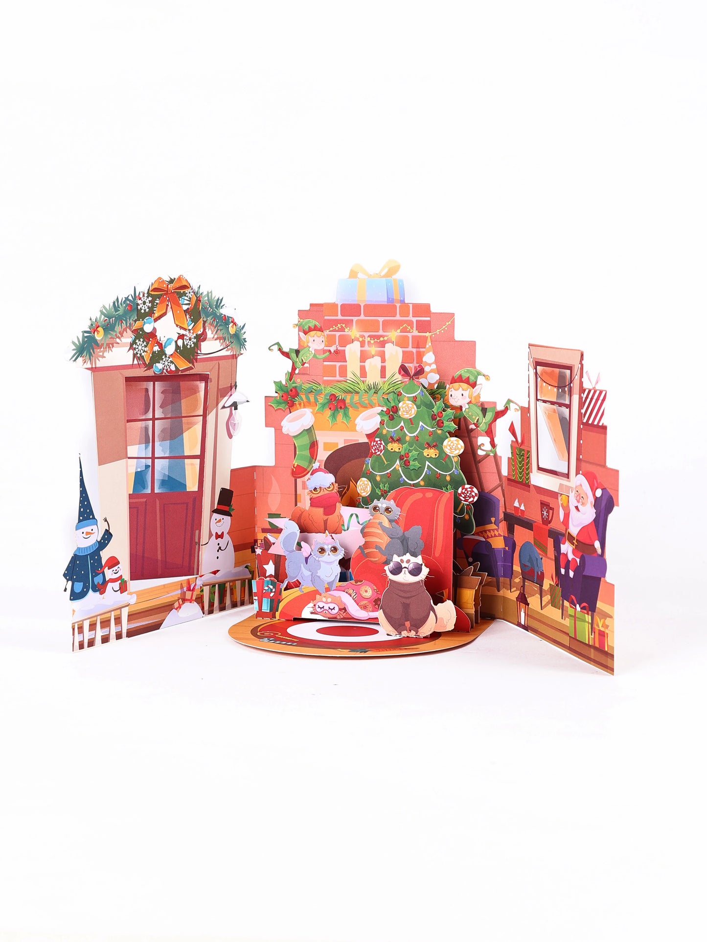 Carte de vœux de noël Mickey, carte 3D créative à Double porte, carte postale cadeau de noël avec enveloppe, fête de noël Donald Duck