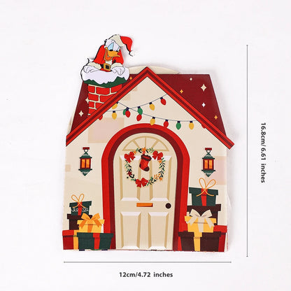 Carte de vœux de noël Mickey, carte 3D créative à Double porte, carte postale cadeau de noël avec enveloppe, fête de noël Donald Duck