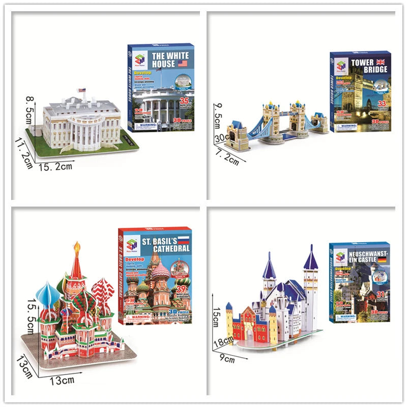 40 Style Architecture de renommée mondiale Construction 3D Puzzle modèle Construction 3D Puzzle jouets pour enfants cadeau de noël