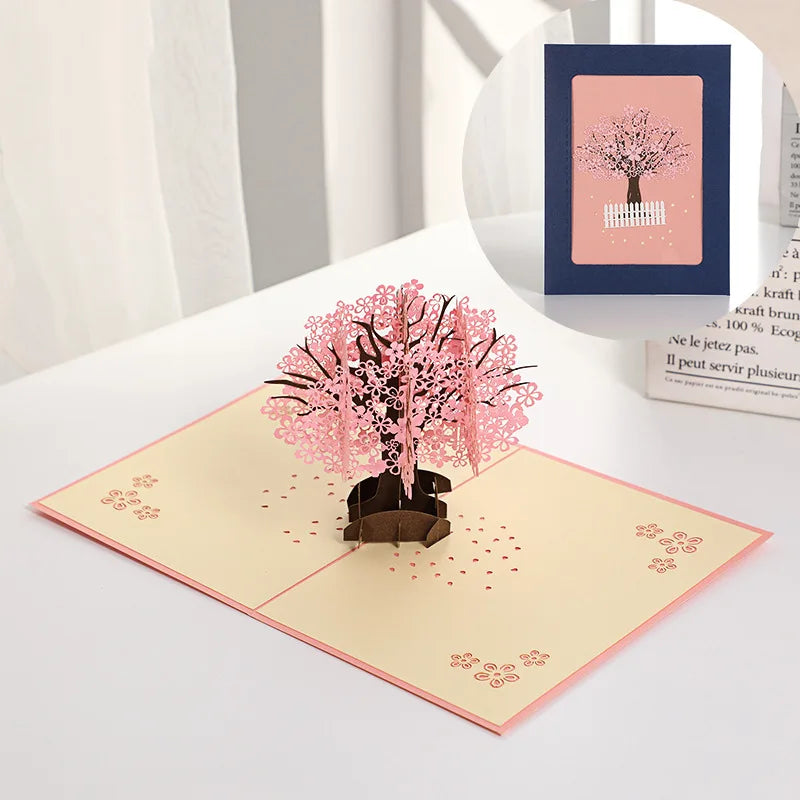 Carte Pop-Up 3D fleur érable cerisier Invitation de mariage carte de voeux fête d'anniversaire cadeau d'anniversaire carte postale avec enveloppes
