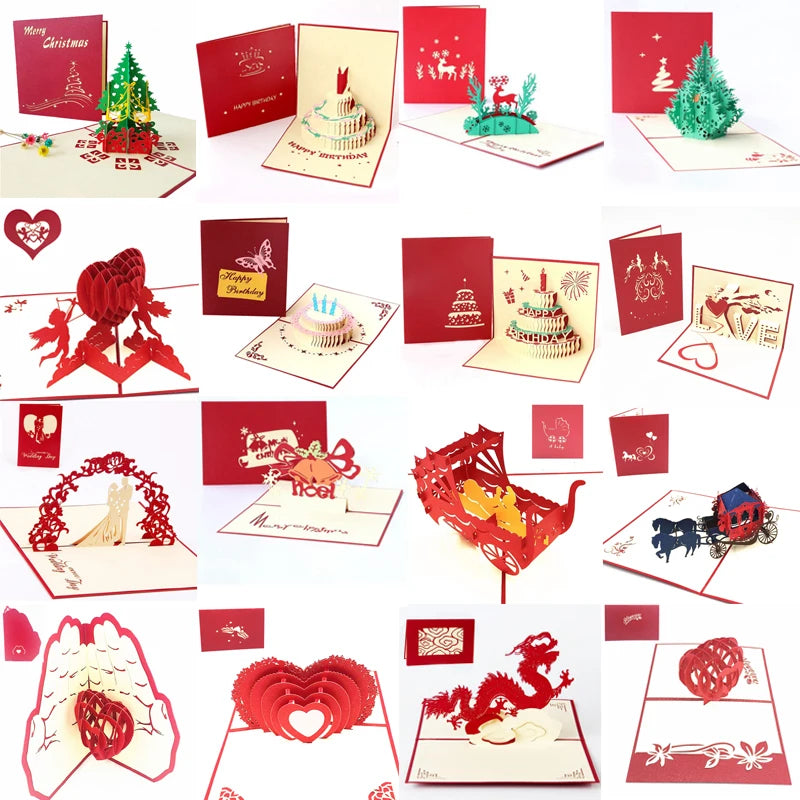 Carte postale pop up rouge