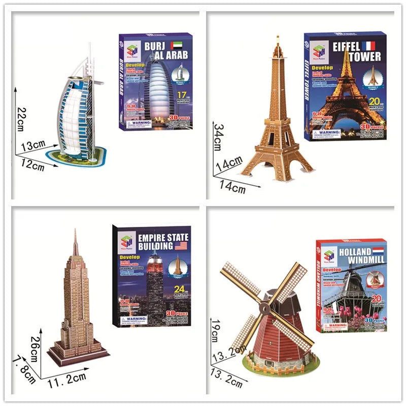 40 Style Architecture de renommée mondiale Construction 3D Puzzle modèle Construction 3D Puzzle jouets pour enfants cadeau de noël