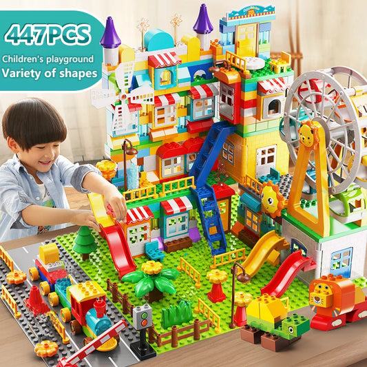 178 pièces/269 pièces course de marbre grande taille bloc blocs de construction entonnoir blocs coulissants bricolage éducatif grande brique jouet pour enfants cadeau