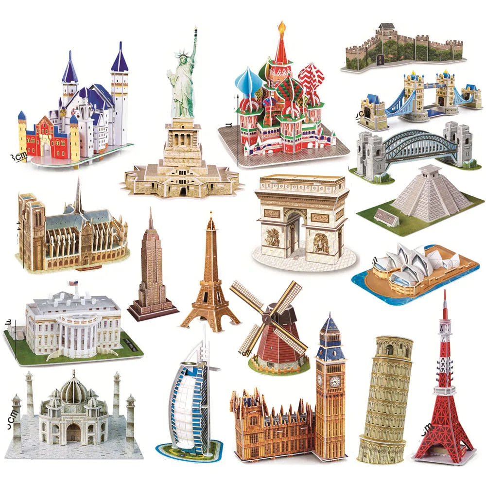 40 Style Architecture de renommée mondiale Construction 3D Puzzle modèle Construction 3D Puzzle jouets pour enfants cadeau de noël