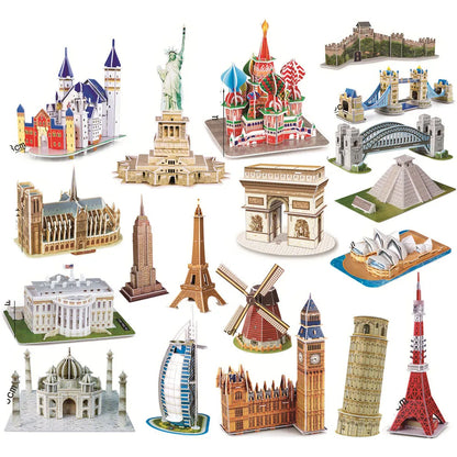 40 Style Architecture de renommée mondiale Construction 3D Puzzle modèle Construction 3D Puzzle jouets pour enfants cadeau de noël