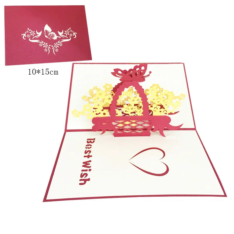 Carte postale pop up rouge