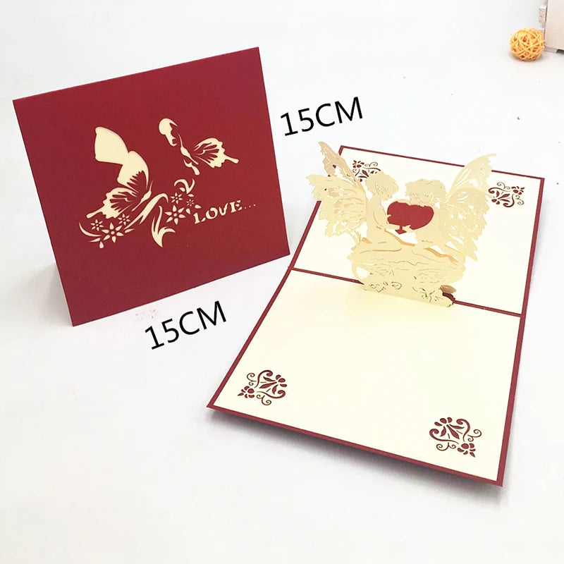 Carte postale pop up rouge
