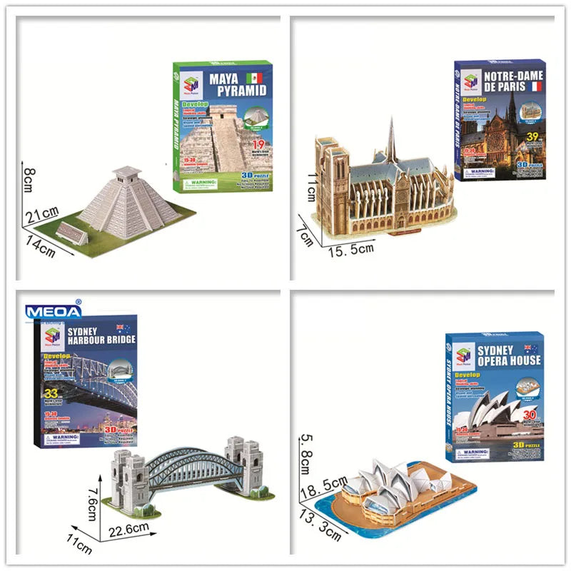 40 Style Architecture de renommée mondiale Construction 3D Puzzle modèle Construction 3D Puzzle jouets pour enfants cadeau de noël