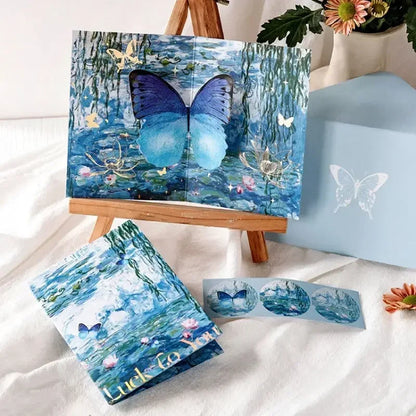 Carte pop up fleurs, papillon