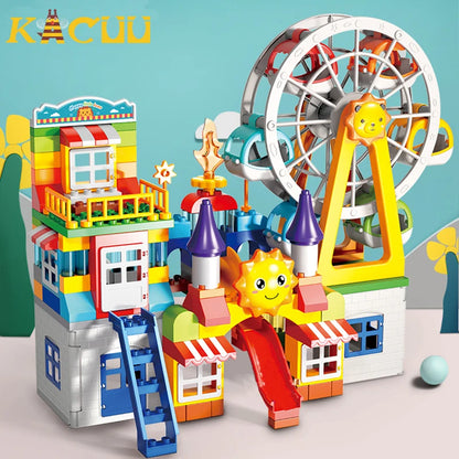 178 pièces/269 pièces course de marbre grande taille bloc blocs de construction entonnoir blocs coulissants bricolage éducatif grande brique jouet pour enfants cadeau