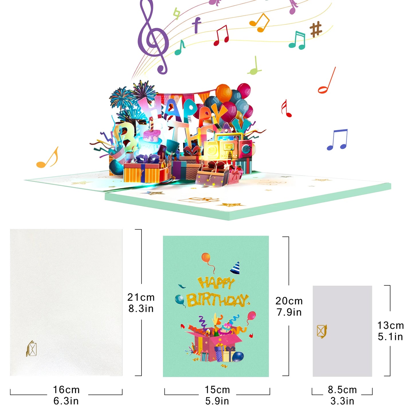 Carte postale pop up anniversaire en musique