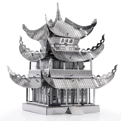 Puzzle 3D en métal, tour Yue Yang, Architecture classique chinoise, Kits de modèles d'assemblage, bricolage, découpé au Laser, jouet pour enfants et adultes