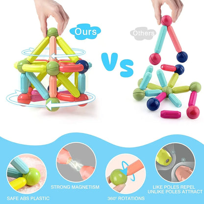 Jouets éducatifs Montessori, blocs de construction magnétiques, ensemble de blocs de construction, jouets pour enfants, tige de bâton magnétique pour enfants, garçons et filles