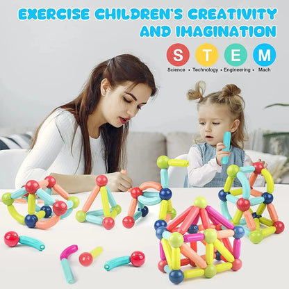 Jouets éducatifs Montessori, blocs de construction magnétiques, ensemble de blocs de construction, jouets pour enfants, tige de bâton magnétique pour enfants, garçons et filles