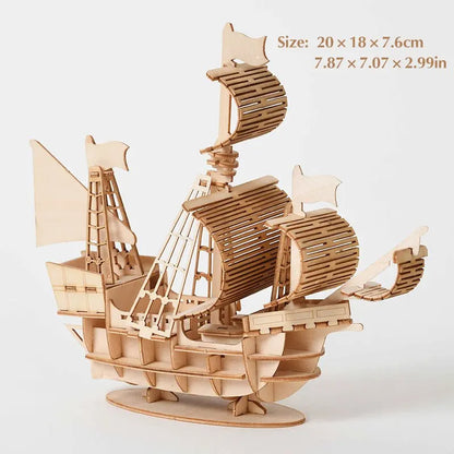Puzzle 3D en bois, modèle de jouet mécanique fait à la main, jeu de construction, à assembler, modèle de bateau, ornement, cadeau de noël, 1 pièce