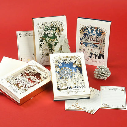 Carte de vœux de noël 3D, petite carte créative, cadeau de réveillon de noël exquis et Premium, décoration d'élan, carte de vœux en or 2025
