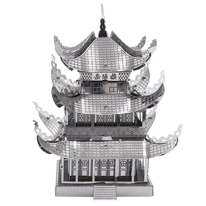 Puzzle 3D en métal, tour Yue Yang, Architecture classique chinoise, Kits de modèles d'assemblage, bricolage, découpé au Laser, jouet pour enfants et adultes