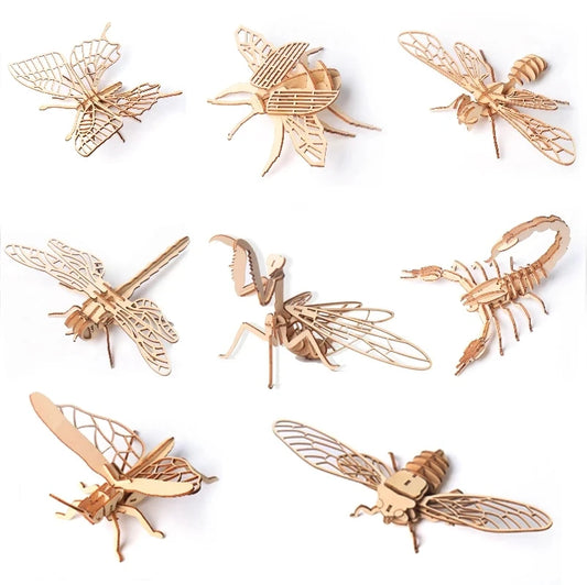 Jouet 3D en bois pour bébé, Puzzle insecte Animal, assemblage éducatif fait à la main, jouet cadeau pour enfants, décorations pour la maison