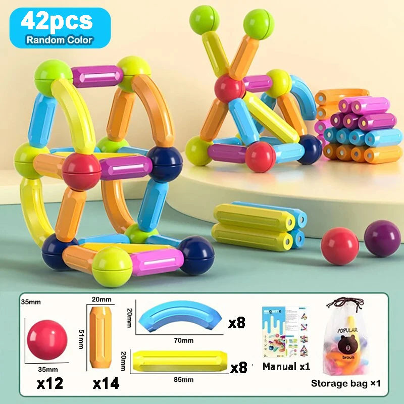 Jouets éducatifs Montessori, blocs de construction magnétiques, ensemble de blocs de construction, jouets pour enfants, tige de bâton magnétique pour enfants, garçons et filles