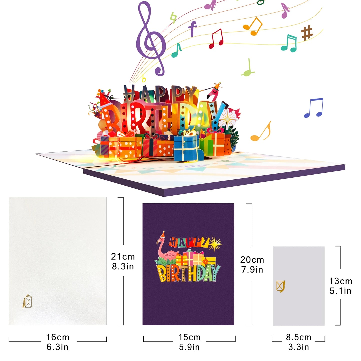 Carte pop up musicales anniversaire