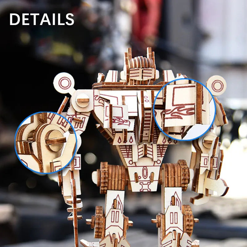 Robot en bois 3D stéréo point Puzzle bricolage modèle fait à la main jouets pour garçons adultes cadeaux créatifs décoration de la maison Science-Fiction
