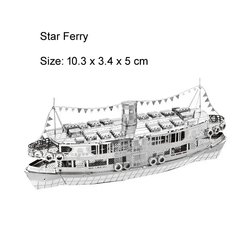 Mini Puzzle 3D en métal pour enfants, 14 + manuel, bricolage, destructeur de classe Star Ferry Burke, modèle à assembler Bauhinia, jouets éducatifs