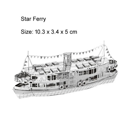 Mini Puzzle 3D en métal pour enfants, 14 + manuel, bricolage, destructeur de classe Star Ferry Burke, modèle à assembler Bauhinia, jouets éducatifs