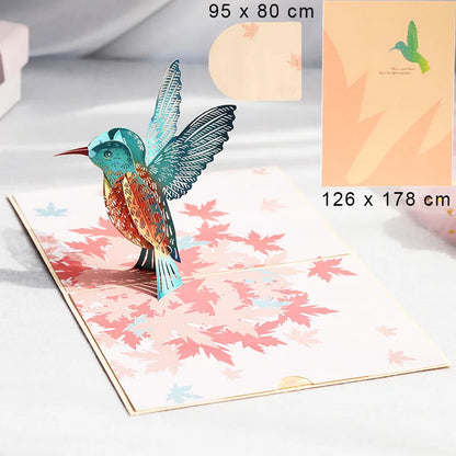 Carte pop up anniversaire, fleurs, animeaux