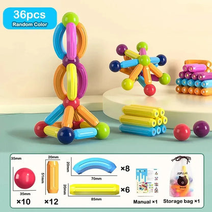 Jouets éducatifs Montessori, blocs de construction magnétiques, ensemble de blocs de construction, jouets pour enfants, tige de bâton magnétique pour enfants, garçons et filles
