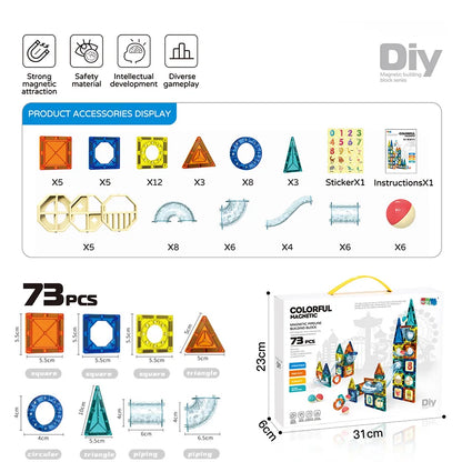 jeu de construction magnétique et circuit à billes