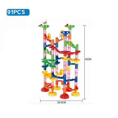 Blocs de construction de piste de course en marbre pour enfants, labyrinthe 3D, rouleau de balle, jouet, bricolage, ensemble de dessous de verre de course en marbre, 80/105/109/133 pièces, cadeau de noël