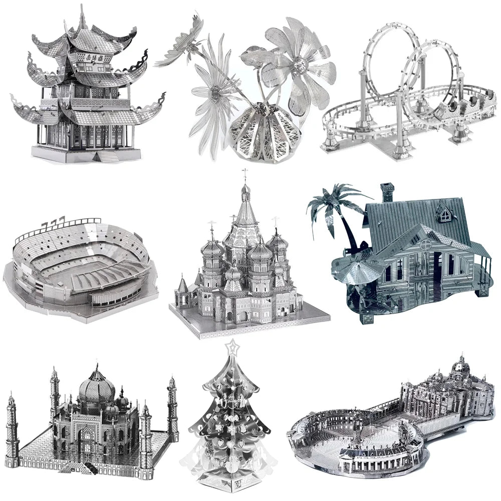 Puzzle 3D en métal, tour YueYang, cathédrale de basilice de Saint-Peter, cabine de plage, modèle d'assemblage, jouets cadeaux