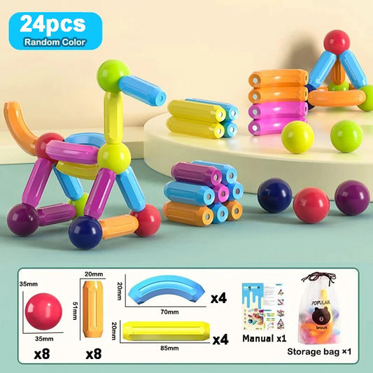 Jouets éducatifs Montessori, blocs de construction magnétiques, ensemble de blocs de construction, jouets pour enfants, tige de bâton magnétique pour enfants, garçons et filles