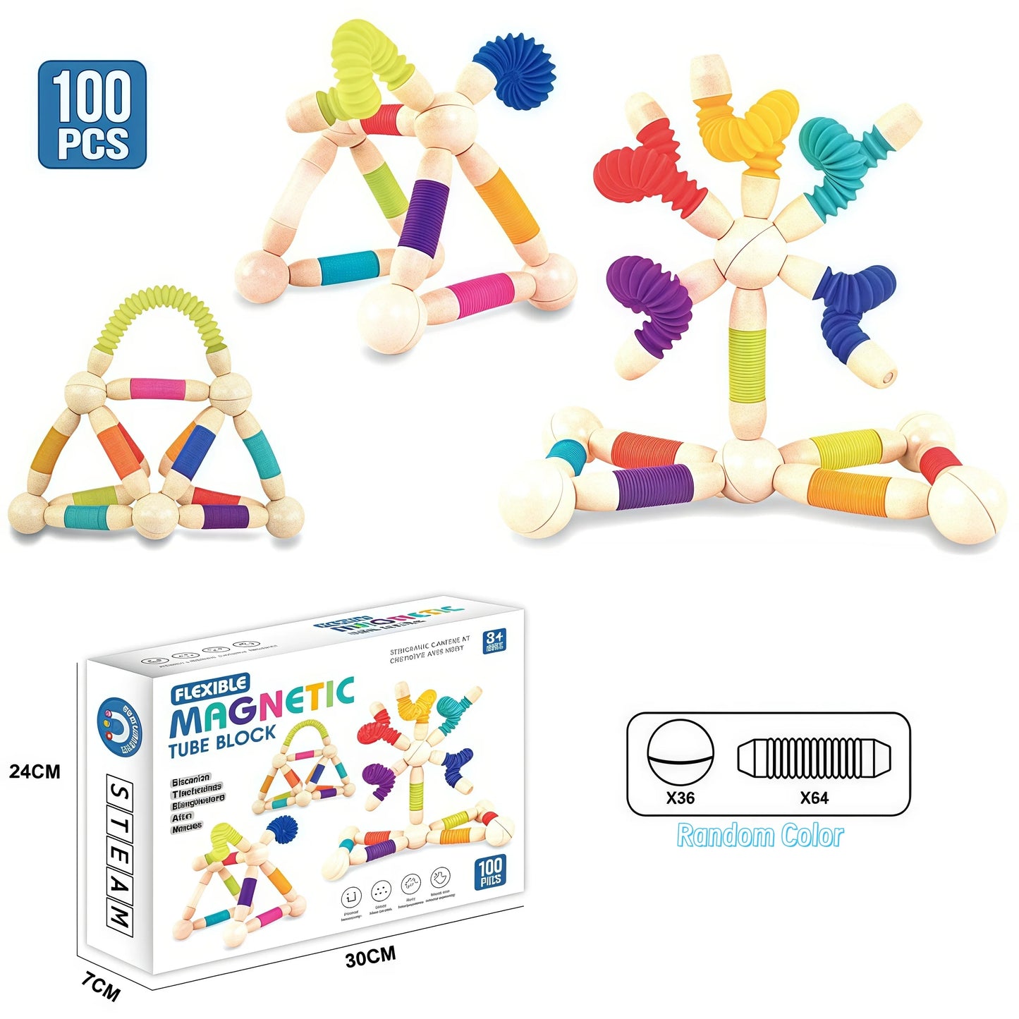 Jeu de construction magnétique 100 pièces flexibles enlever