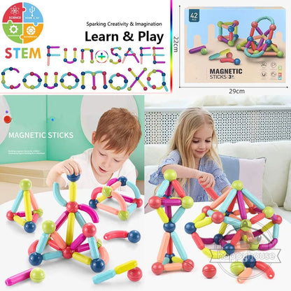 Magnetic Constructor Blocks Set Toys for Kids Magnet Stick Rod Building Blocks Montessori Educational Toys For Children Boy Girl