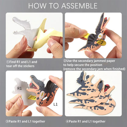 Puzzle en papier dinosaure 3D pour enfants, jouets Montessori, bricolage amusant, assemblage manuel, modèle tridimensionnel, jouet pour garçon et fille