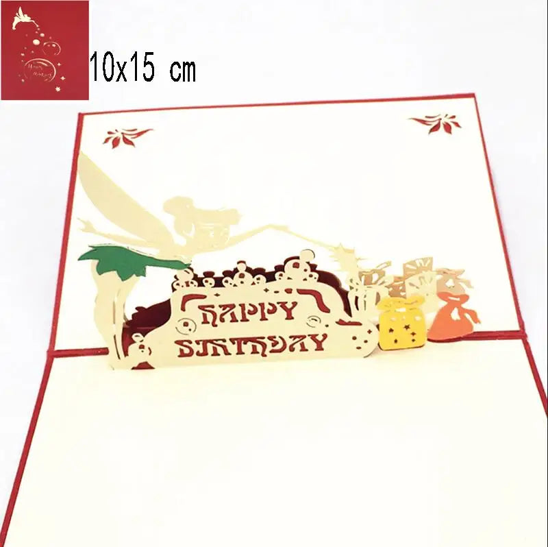 Carte pop up anniversaire, fleurs, animeaux
