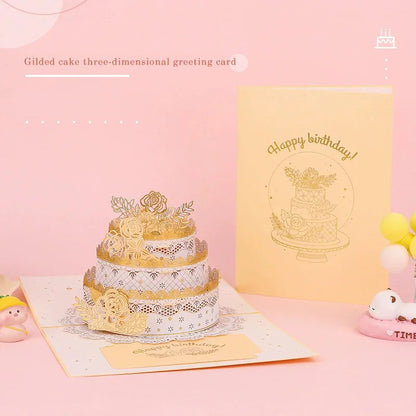 Carte pop up anniversaire, fleurs, animeaux
