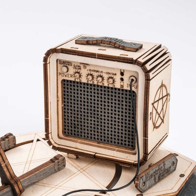 Robotime ROKR guitare électrique 3D Puzzle en bois pour enfants adultes assemblage jouets créatifs bloc de construction ensemble pour cadeaux de noël