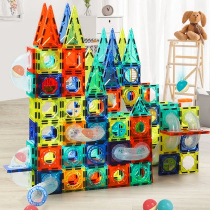 jeu de construction magnétique et circuit à billes