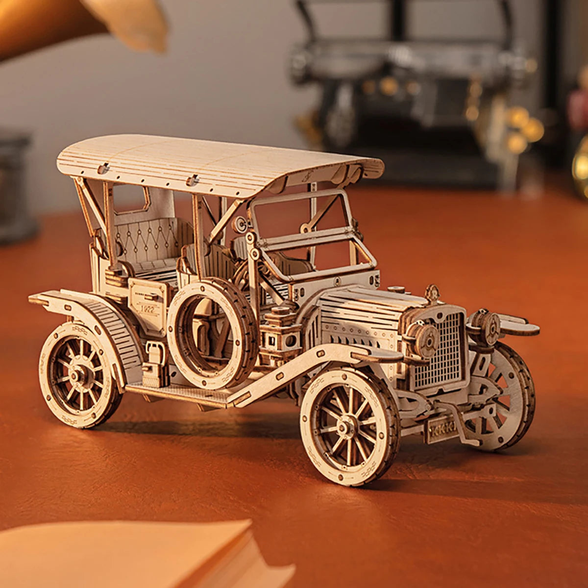 Modèle d'échelle de puzzle en bois de voiture 3D de voiture classique, kit de modèle de bricolage, cadeau artisanal, décoration de la maison, kit de modèle mécanique, jouet de construction