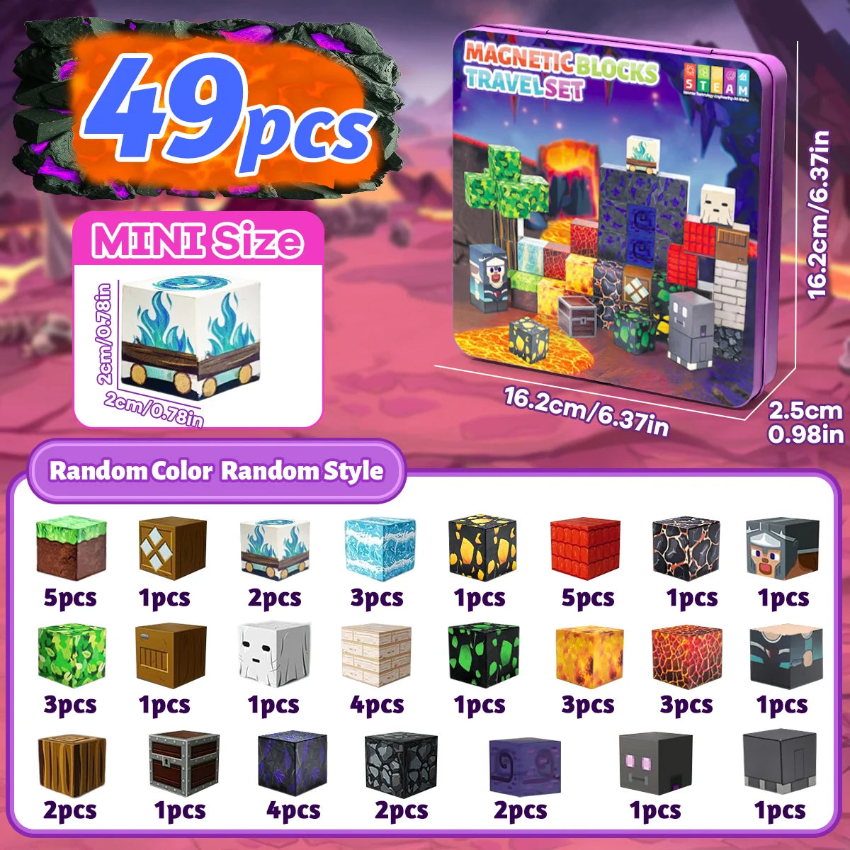 Bloc de construction magnétique boite métallique
