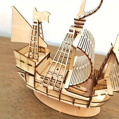 Puzzle 3D en bois, modèle de jouet mécanique fait à la main, jeu de construction, à assembler, modèle de bateau, ornement, cadeau de noël, 1 pièce